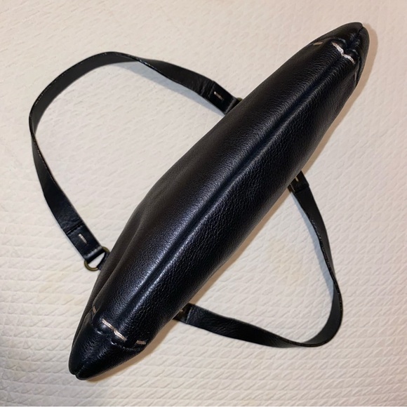 DANIER LEATHER 3in1 Curved Moon Handbag / Clutch - Brass Eyelet Grommets Studs - Picture 6 of 10